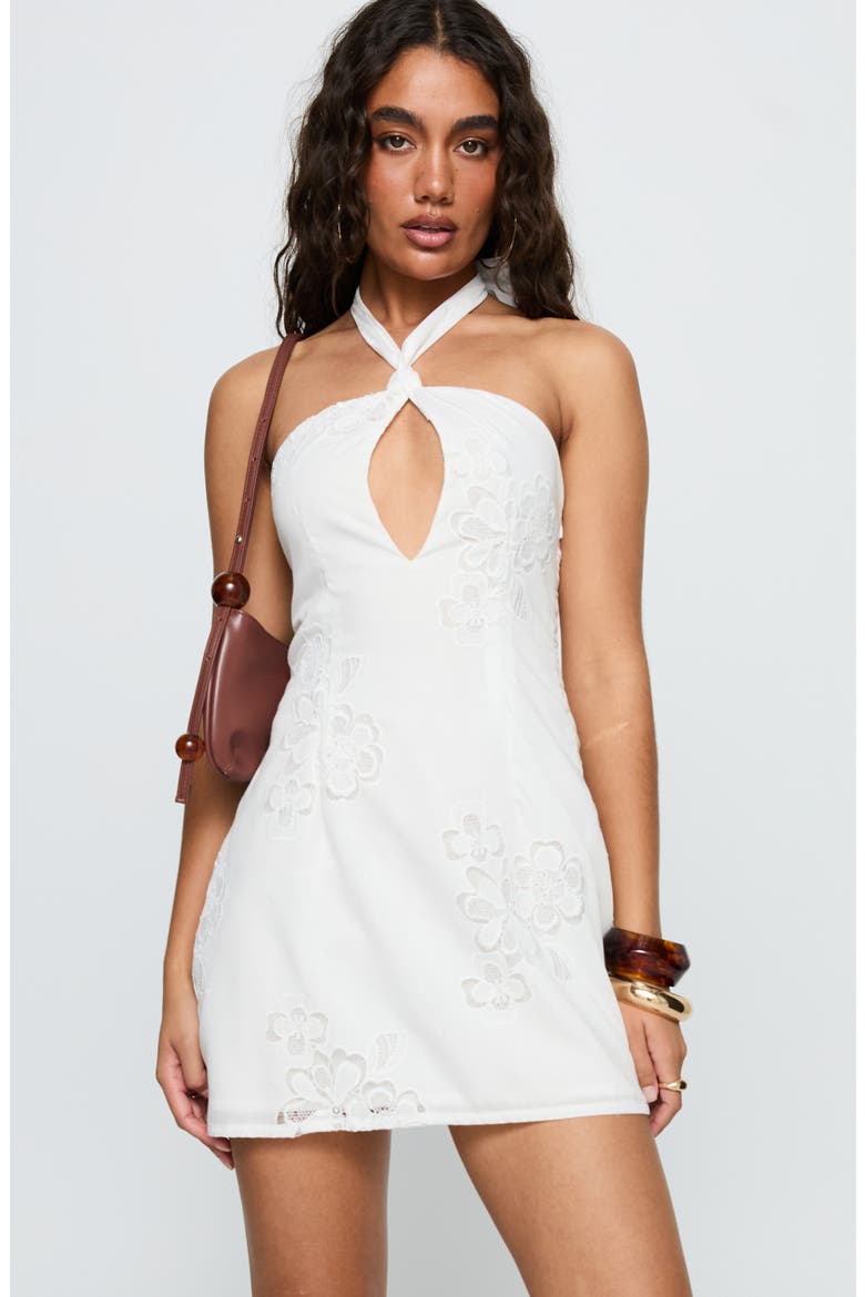 Since Way Back Floral Halter Minidress, Alternate, color, WHITE