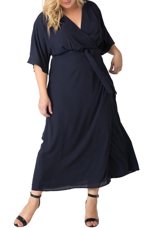Short Sleeve Wrap Maxi Dress (Plus Size)