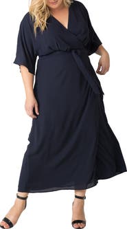 Standards & Practices Short Sleeve Wrap Maxi Dress