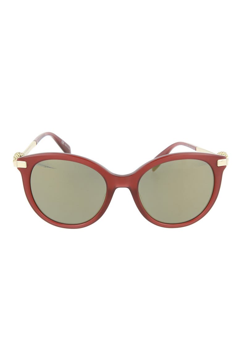 Alexander McQueen 53mm Oval Sunglasses, Main, color, SHINY MILKY BURGUNDY/ BRZ
