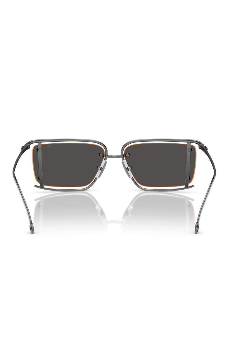 57mm Rectangular Sunglasses, Alternate, color, SHINY GUNMETAL / DARK GREY
