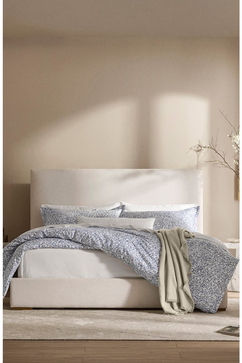 Signature Garden Print Hemmed Organic Cotton Duvet Cover & Shams Set, Alternate, color, BAY