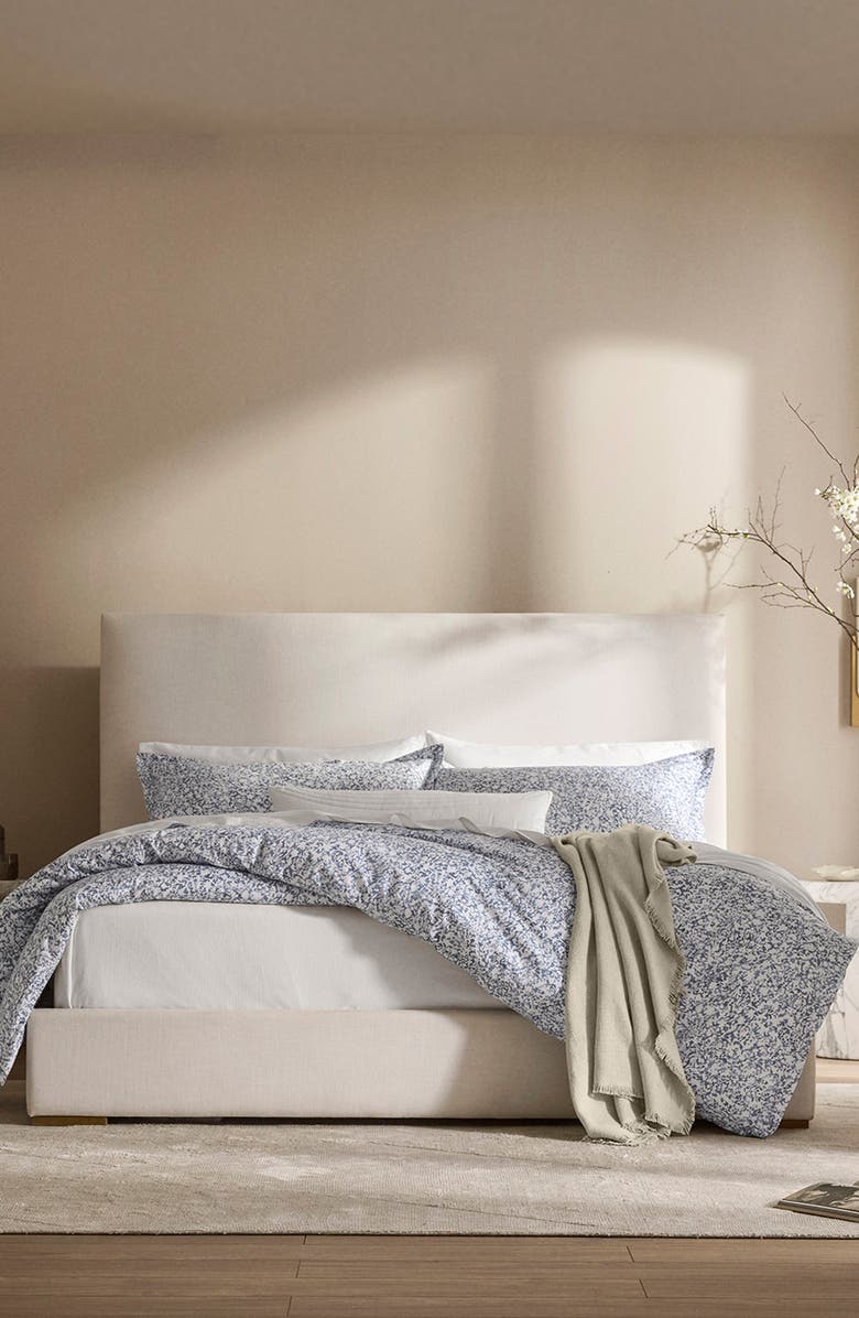 Boll & Branch Signature Garden Print Hemmed Organic Cotton Duvet Cover & Shams Set, Alternate, color, Bay