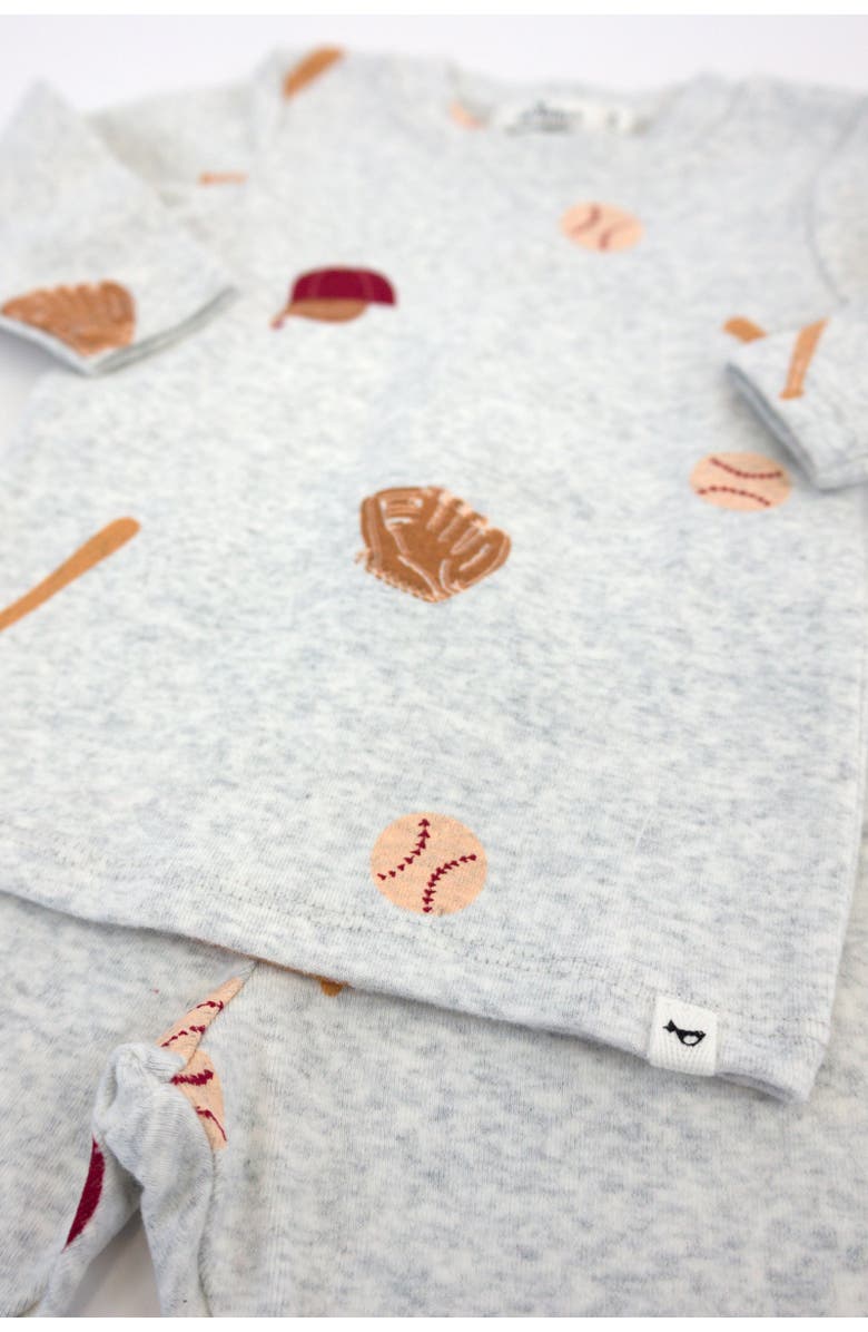 oh baby! Baseball Print Two Piece Set, Alternate, color, Heather Grey