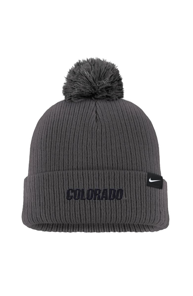 Nike Men's Nike Charcoal Colorado Buffaloes Tonal Peak Cuffed Knit Hat with Pom, Alternate, color, Charcoal