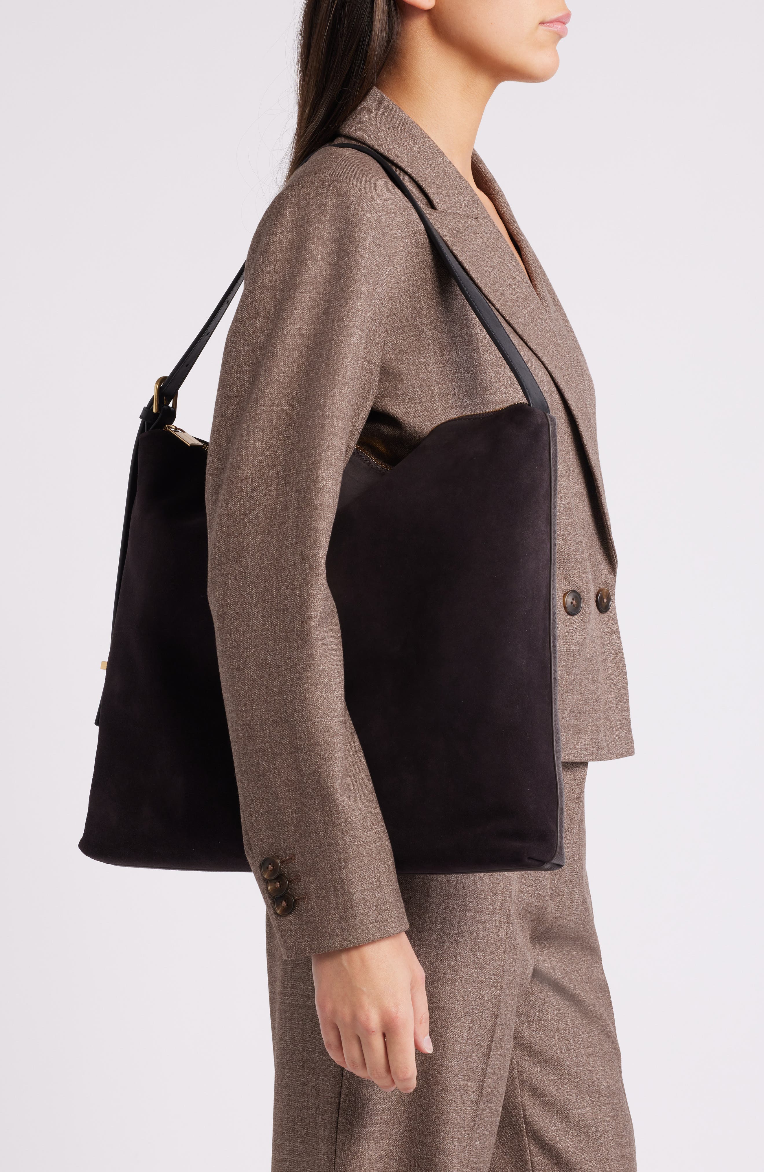 Reiss Vigo Shoulder Bag, Alternate, color, Chocolate