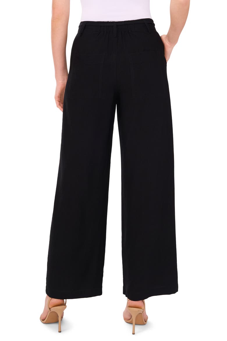 Beaded Tie Belt Wide Leg Pants, Alternate, color, RICH BLACK