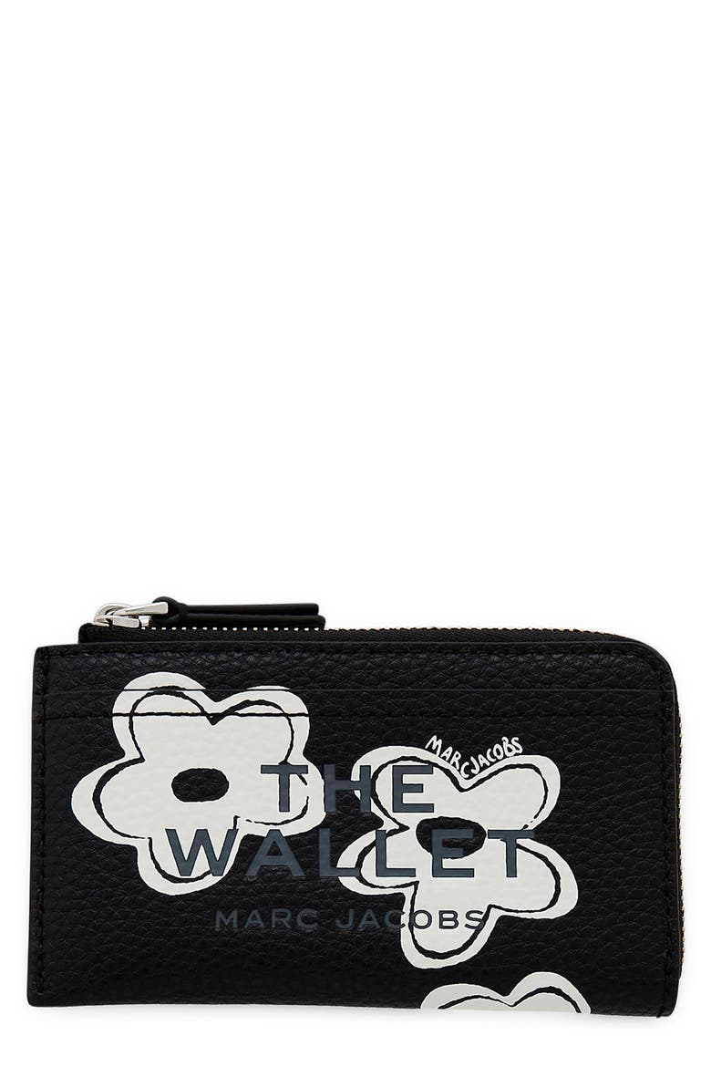 The Top Zip Multi Leather Wallet, Main, color, BLACK/WHITE
