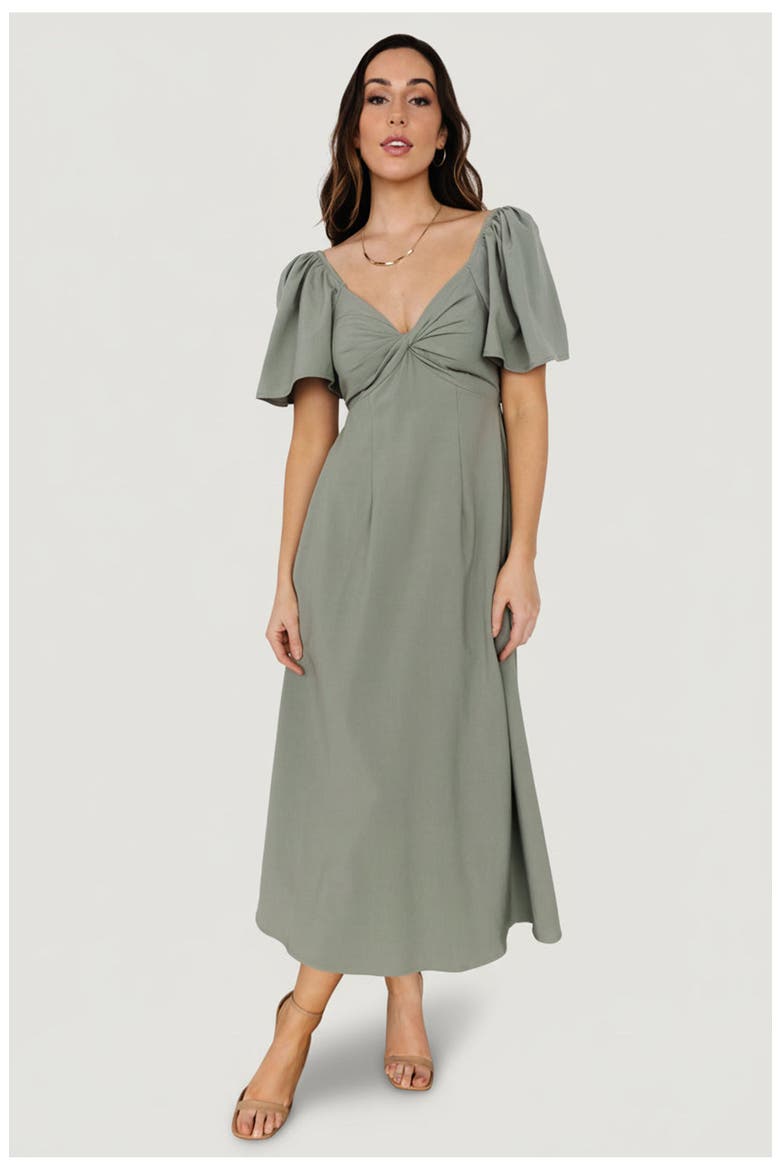 Indie Back Tie Dress, Main, color, Dusty Green