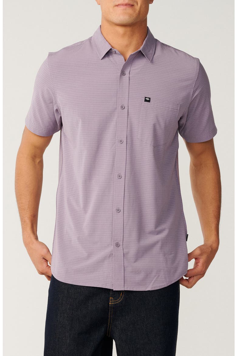 Vaporcool Aerotech Short Sleeve Performance Button-Up Shirt, Main, color, SMOKEY GRAPE