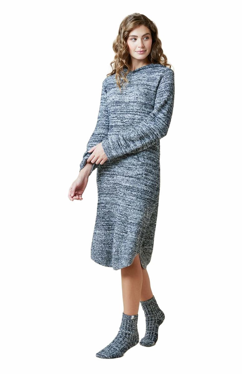 Softies Heather Marshmallow Hooded Lounger, Alternate, color, Heather Black