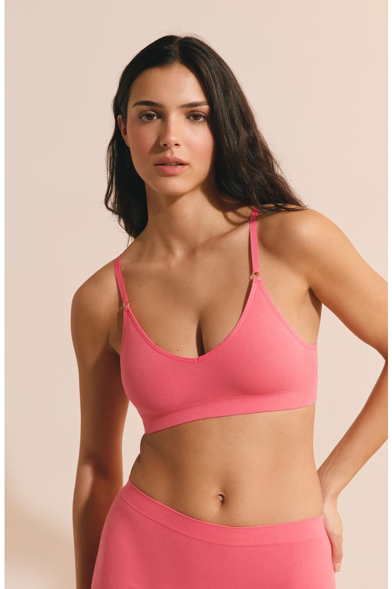 Amande Optimal Comfort Cotton Blend Bralette, Alternate, color, GRENADINE