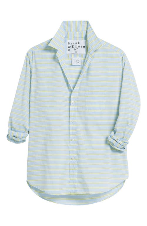 Frank & Eileen Eileen Relaxed Button-up Shirt In Blue Chartreuse Multi Stripe