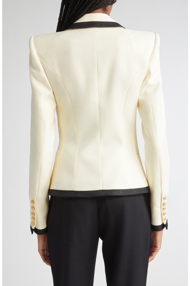 Two-Tone Basket Weave Fitted Jacket, Alternate, color, GAB CREAM/ BLACK