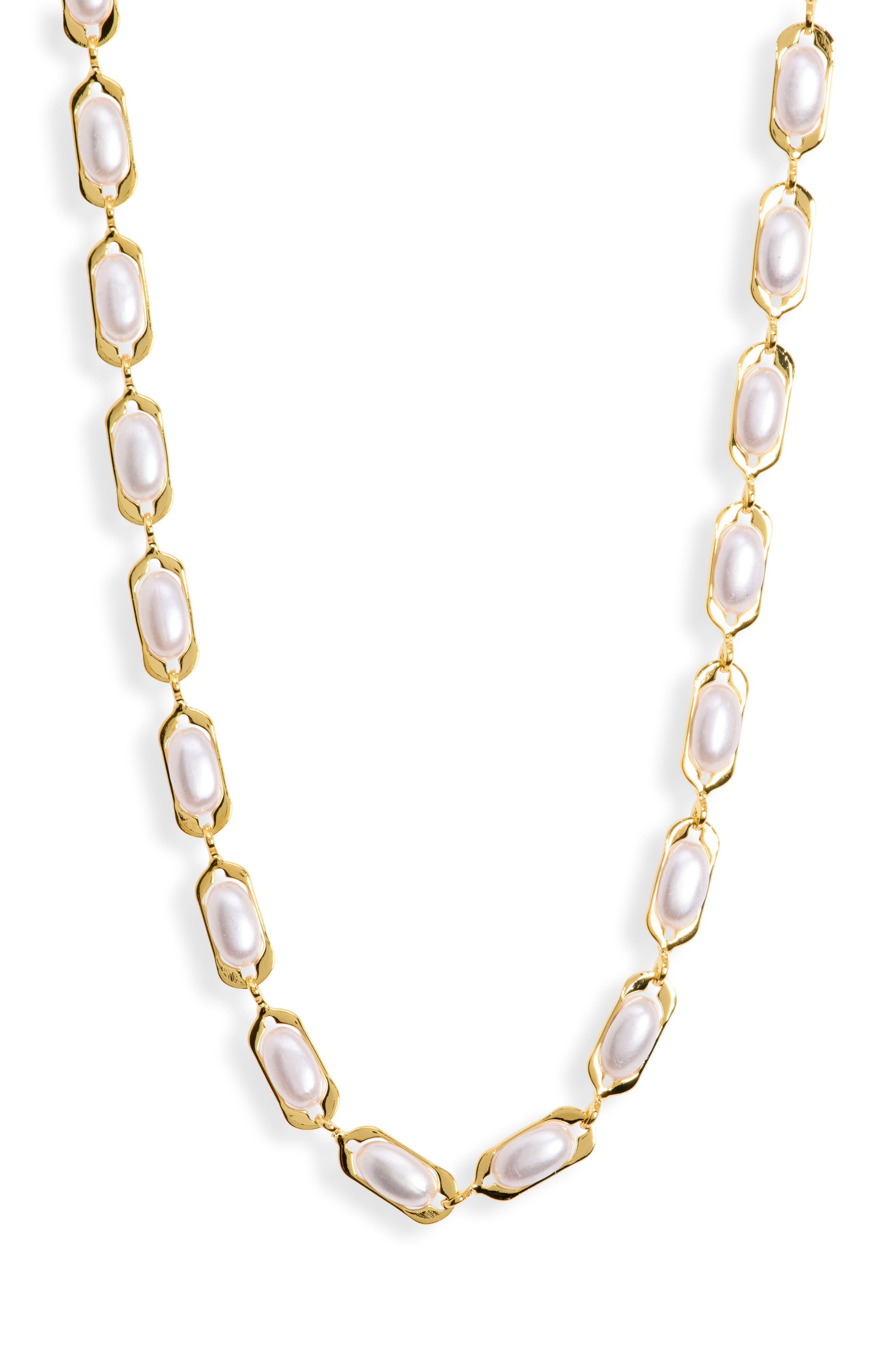 Demi-Fine Faux Pearl Link Necklace
