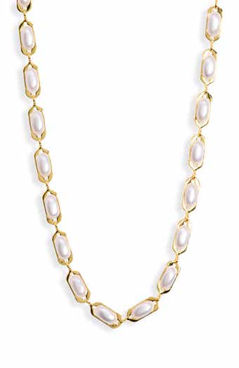 Demi-Fine Faux Pearl Link Necklace