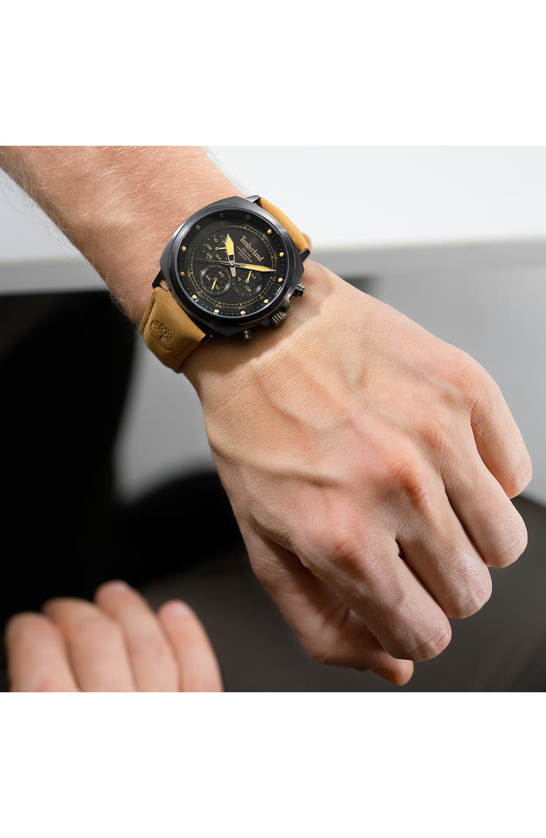 Timberland Williston Multifunction Chronograph Leather Strap Watch, 43.5mm x 46.5mm, Alternate, color, 