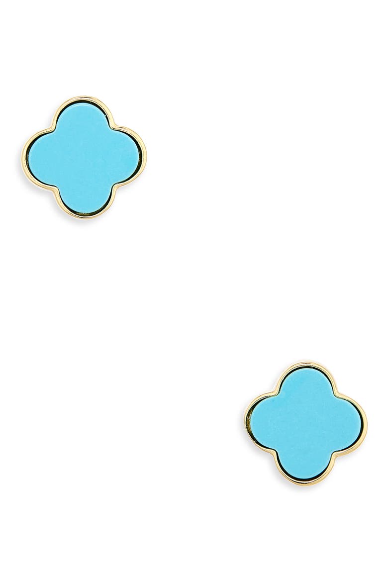 Clover Stud Earrings, Main, color, GOLD/ BLUE