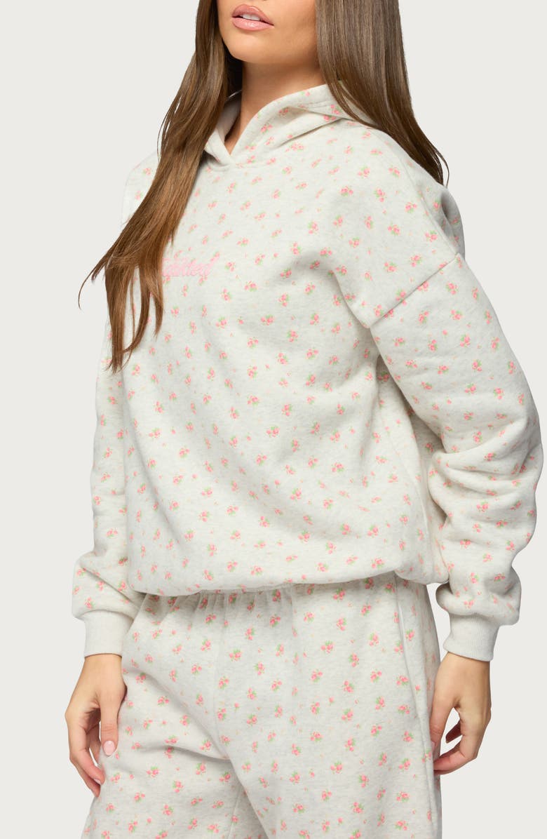 EDIKTED Flower Power Hoodie, Alternate, color, Light-Gray-Melange
