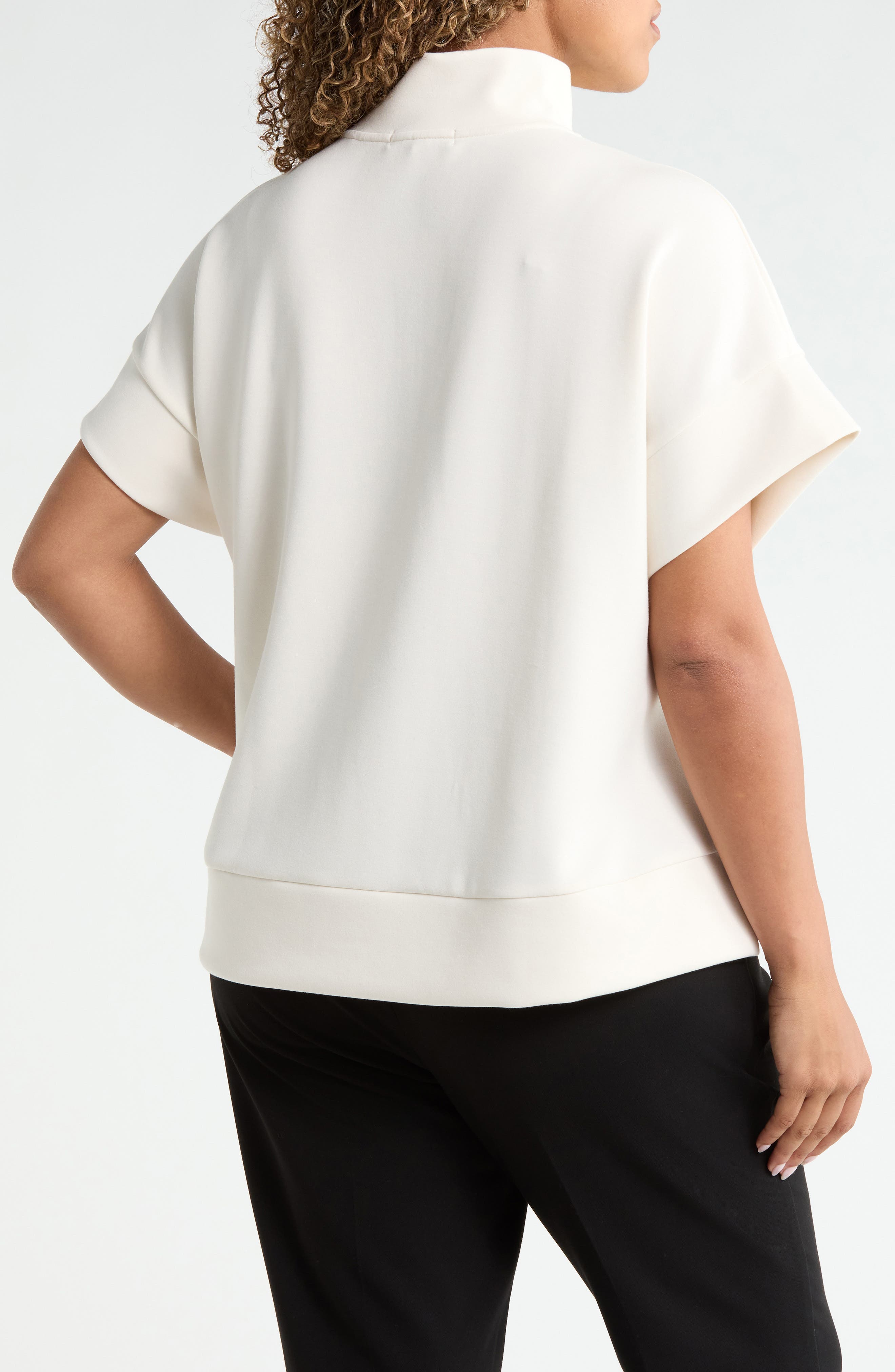 Bernardo Half Zip Short Sleeve Scuba Top (Women) | Nordstrom