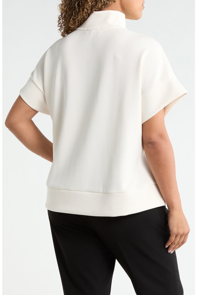 Half Zip Short Sleeve Scuba Top, Alternate, color, GARDENIA