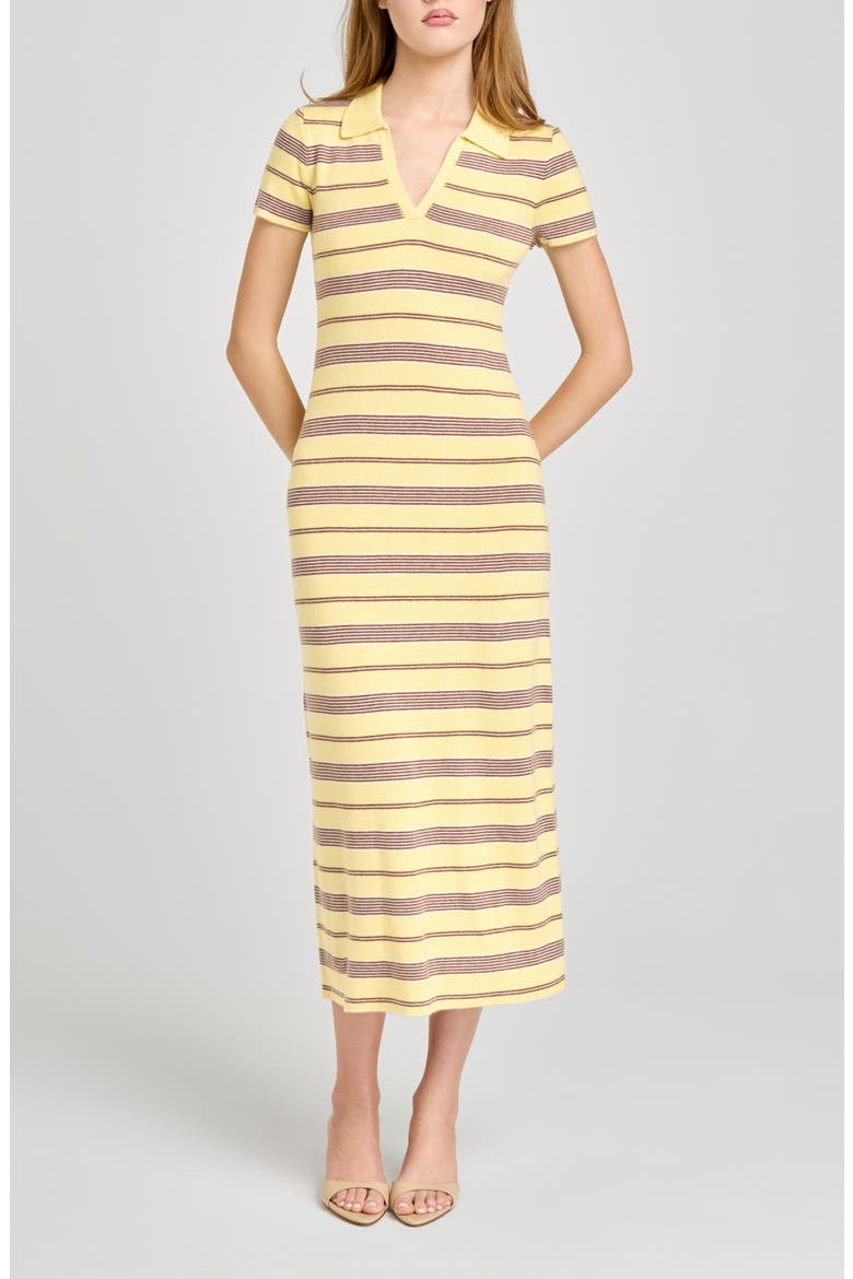 Carter Stripe Short Sleeve Sweater Dress, Alternate, color, YELLOW STRIPE