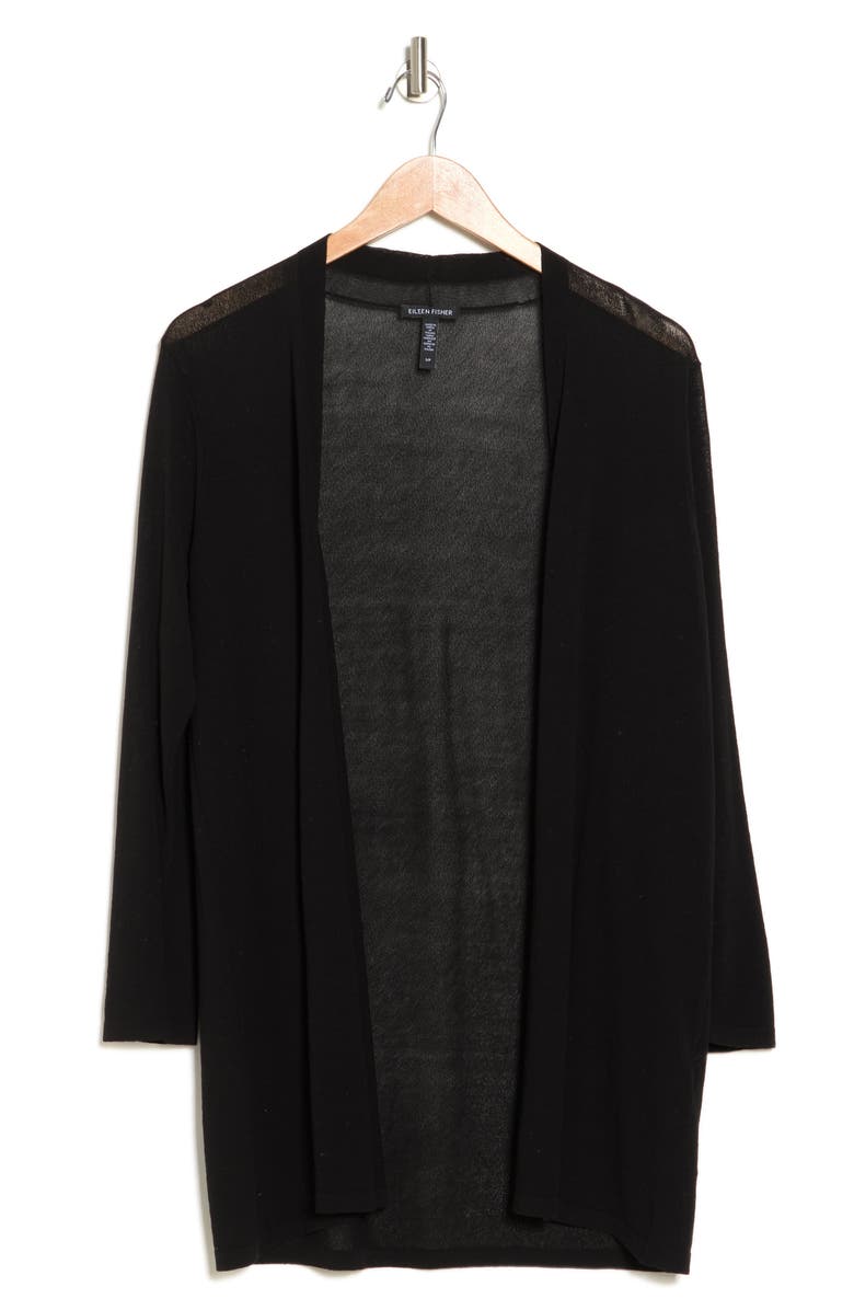 Eileen Fisher Basic Organic Cotton Cardigan, Alternate, color, Black