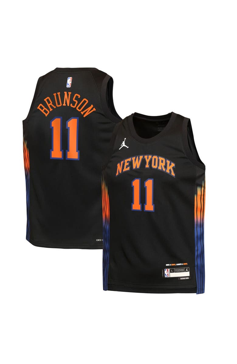 Jordan Brand Youth Jordan Brand Jalen Brunson Black New York Knicks Swingman Jersey - Statement Edition, Main, color, Black