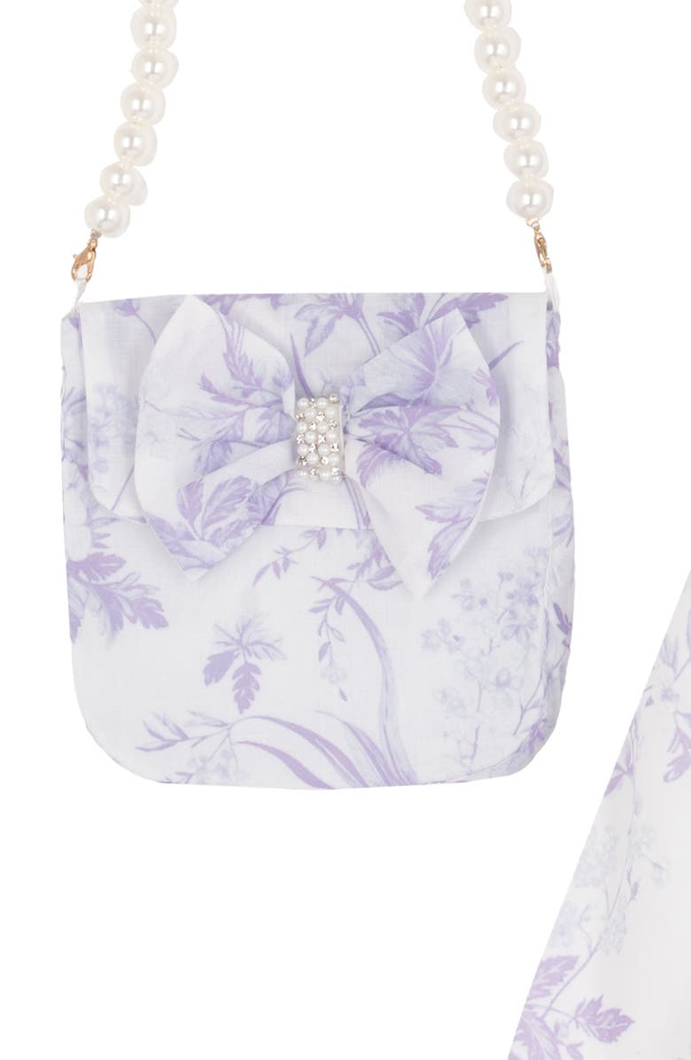 Rare Editions Kids' Toile Print Dress & Crossbody Bag Set, Alternate, color, Purple