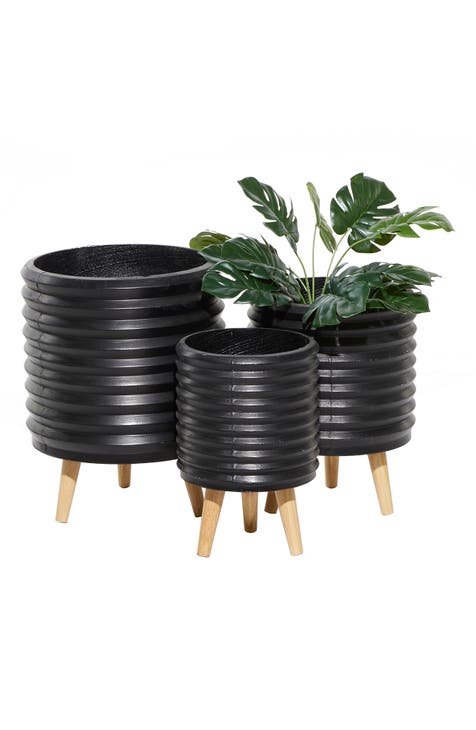 Black MgO Contemporary Planter - Set of 3