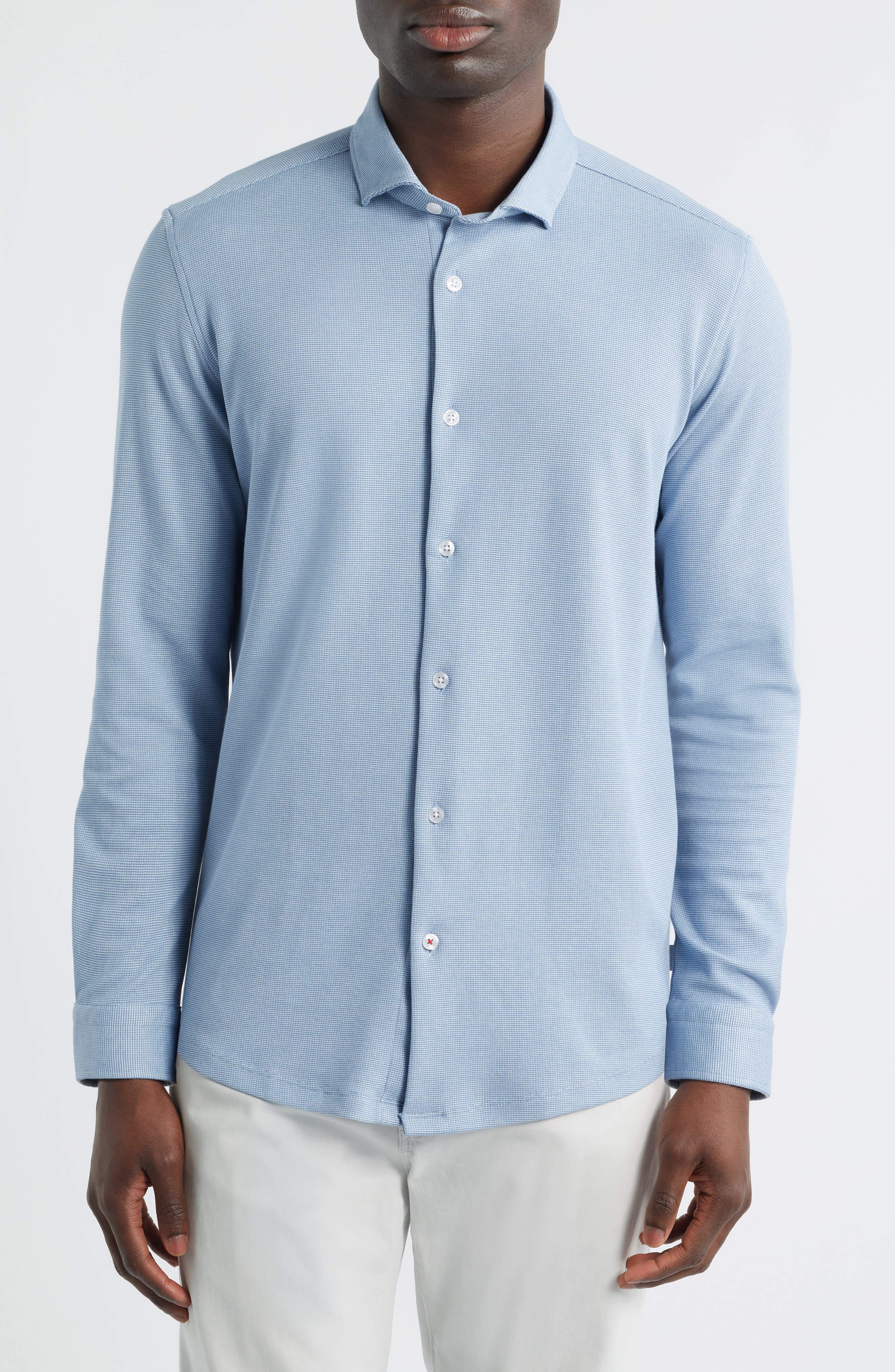 Solid Performance Pique Button-Up Shirt - image 3