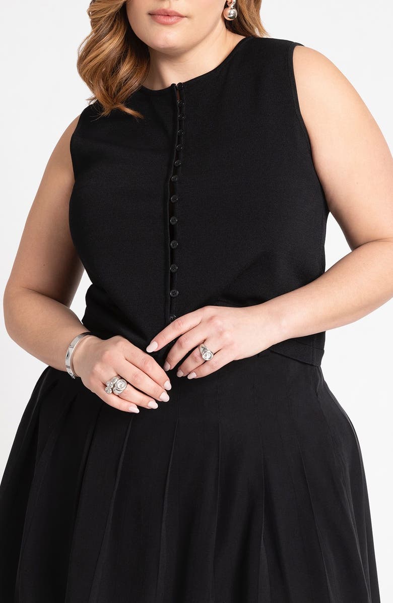 ELOQUII Preppy Front Button Knit Tank Top, Main, color, 