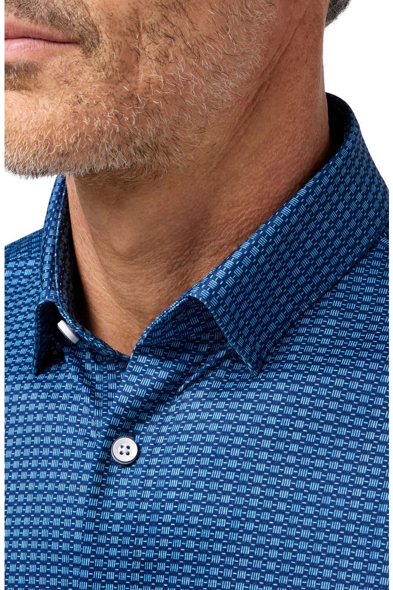 Halyard Trim Fit Short Sleeve Performance Button-Up Shirt, Alternate, color, COBALT TONAL WOVEN