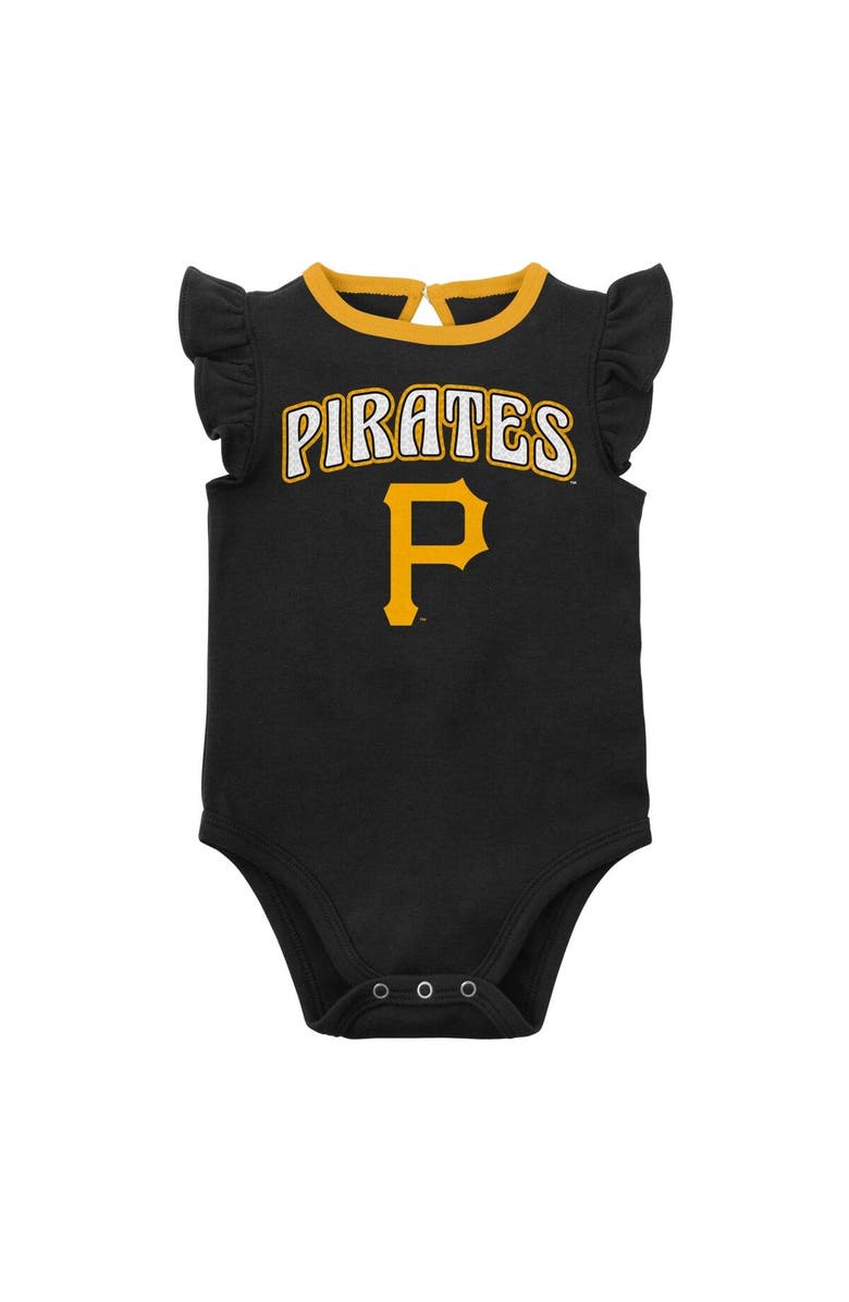Outerstuff Girls Newborn & Infant Black/Heather Gray Pittsburgh Pirates Little Fan Two-Pack Bodysuit Set, Alternate, color, Black