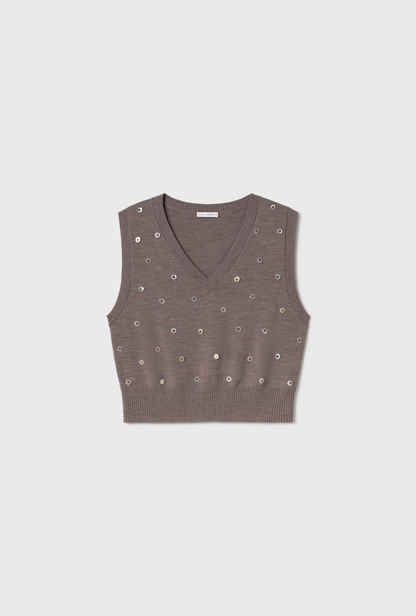 Silk Laundry Wool V-neck Sweater Vest In Gray