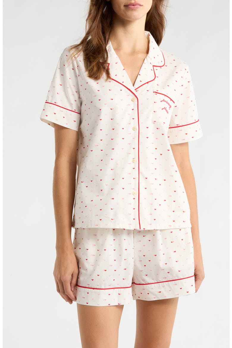 Classic Short Cotton Pajamas, Main, color, IVORY MICRO HEARTS