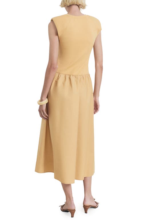 Mango Shoulder Pad Maxi Dress In Nude
