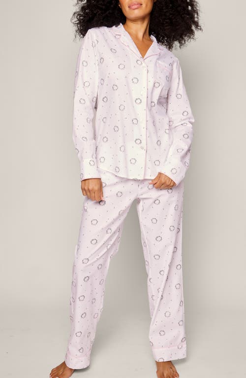 Petite Plume Somerset Wreath Cotton Pajamas in White 