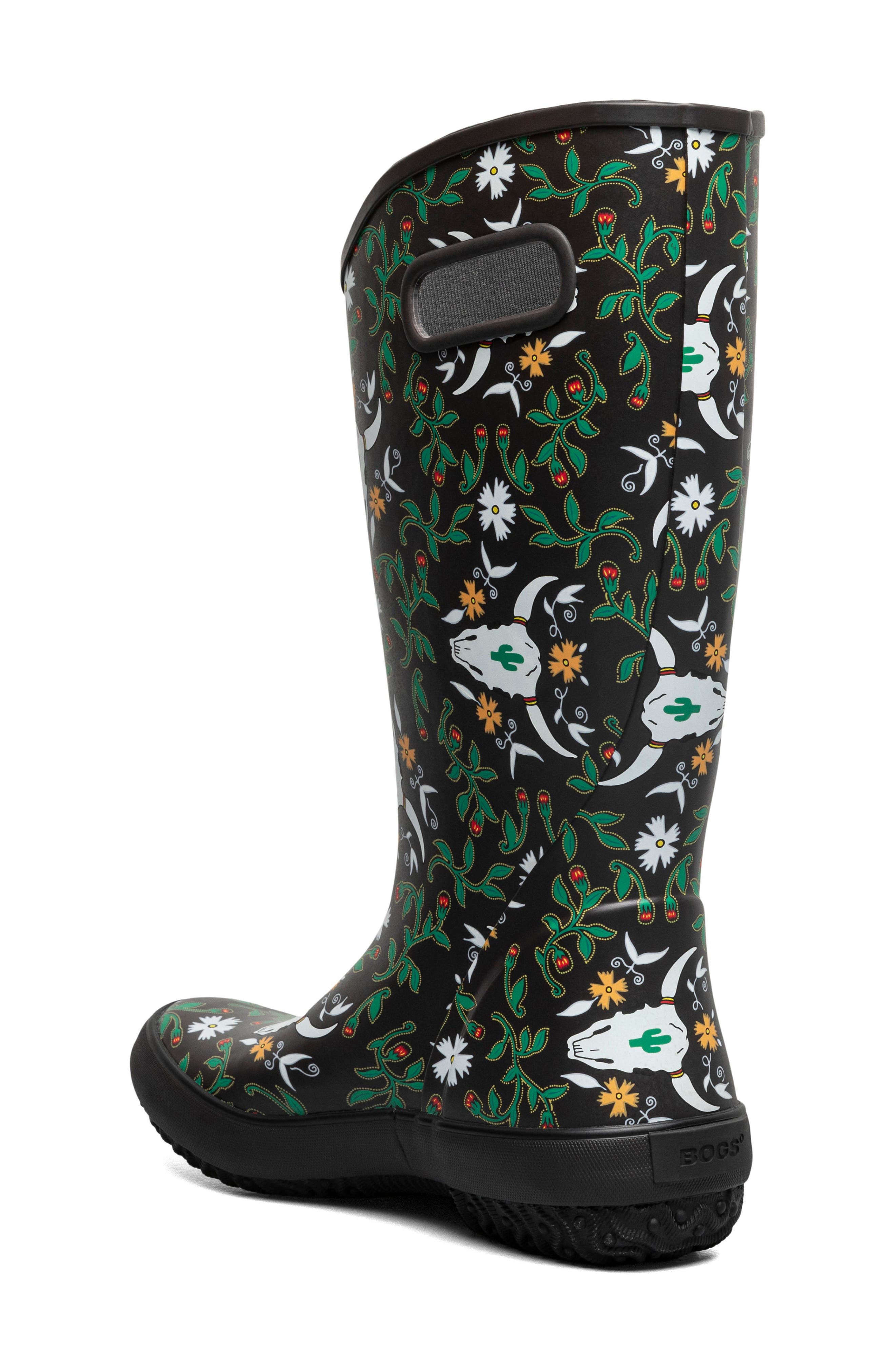 Print Waterproof Rain Boot, Alternate, color, DARK BROWN