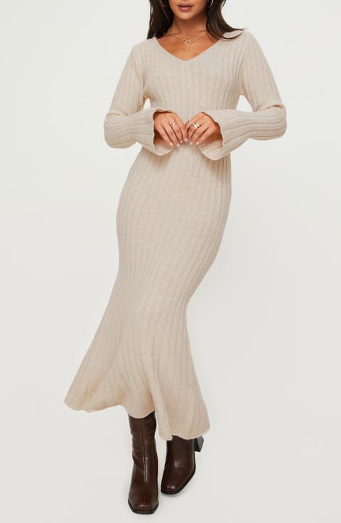 off the shoulder knit dress mini Brown Off The Shoulder Knit Sweater Mini Dress