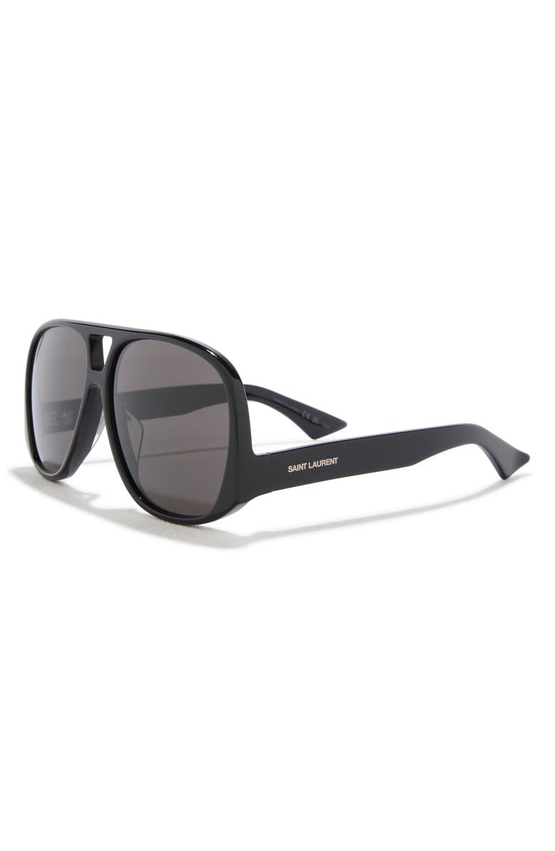 Saint Laurent 61mm Aviator Sunglasses, Alternate, color, Black Black Black