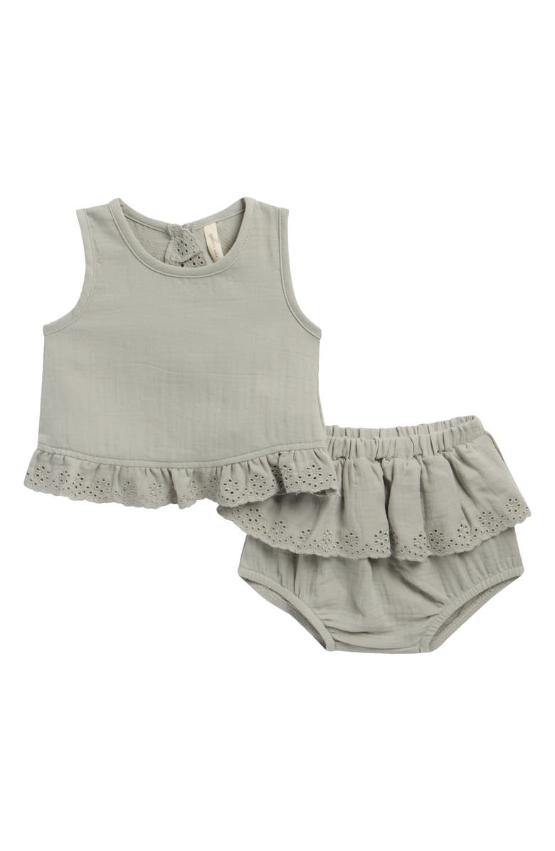 QUINCY MAE Ruffle Tulip Organic Cotton Tank & Bloomers Set, Main, color, Sage