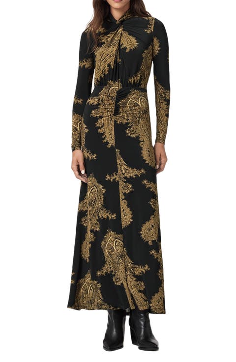 Mina Twist Front Long Sleeve Maxi Dress