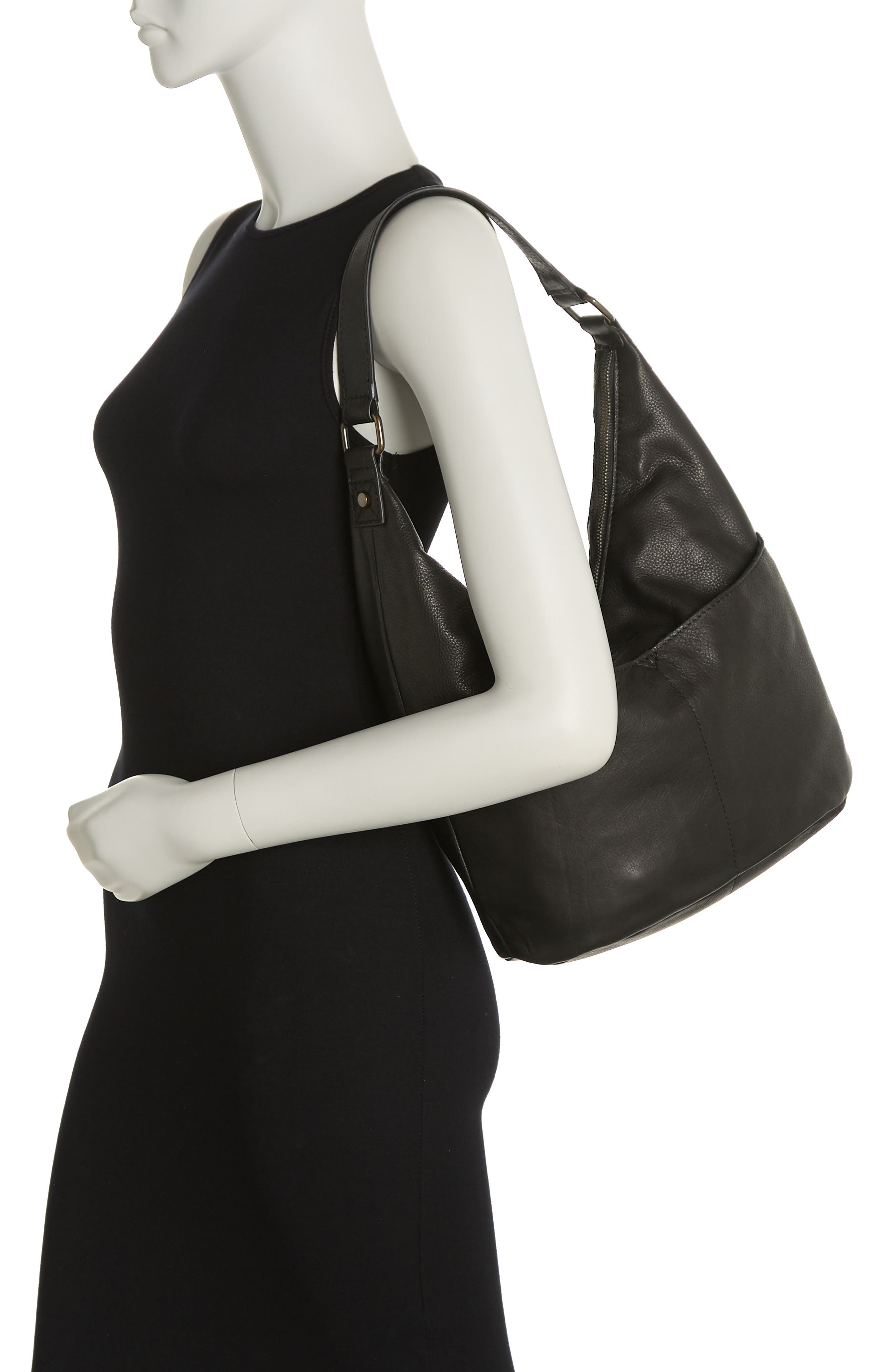 AMERICAN LEATHER CO. Carrie Hobo Bag, Alternate, color, Black Smooth