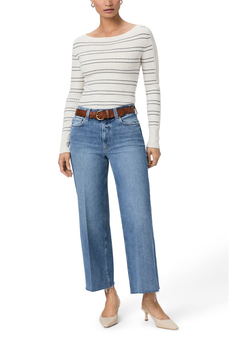 Anessa High Waist Raw Hem Ankle Wide Leg Jeans, Alternate, color, POET