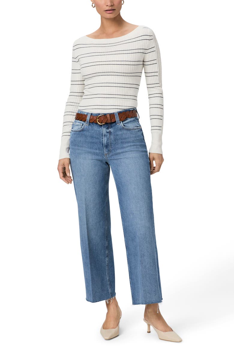 PAIGE Anessa High Waist Raw Hem Ankle Wide Leg Jeans, Alternate, color, Poet