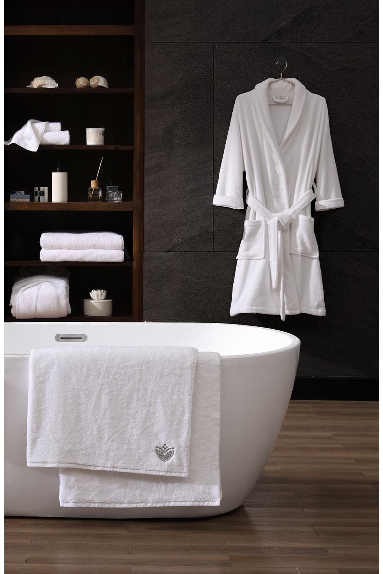 Egyptian Cotton Terry Bathrobe, Alternate, color, WHITE