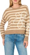 Parker Embroidered Stripe Crewneck Sweater