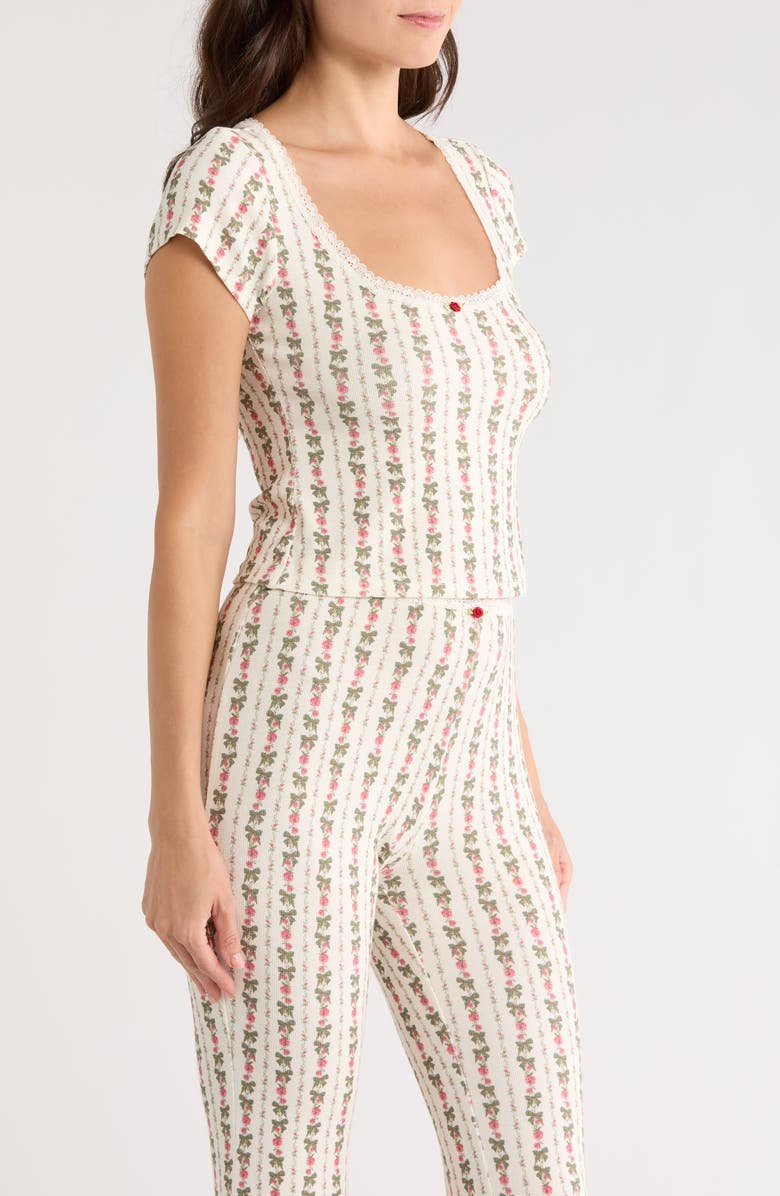 KILO BRAVA Print Short Sleeve Pajama Top, Alternate, color, Heirloom Rose