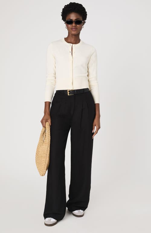 French Connection Crewneck Cardigan Sweater In Porcelin Cream